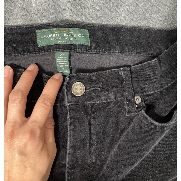 Lauren Ralph Lauren Pants Womens 4 Black Corduroy Straight Leg Mid Rise Petite - Picture 8 of 12